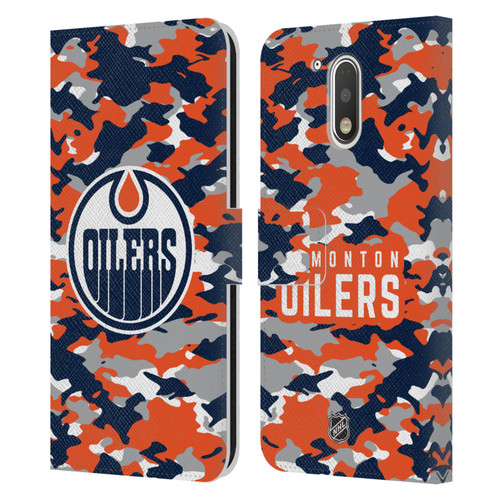 NHL Edmonton Oilers Camouflage Leather Book Wallet Case Cover For Motorola Moto G41