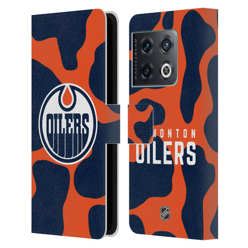 NHL Edmonton Oilers Cow Pattern Leather Book Wallet Case Cover For OnePlus 10 Pro
