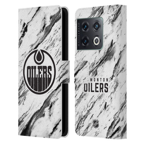 NHL Edmonton Oilers Marble Leather Book Wallet Case Cover For OnePlus 10 Pro