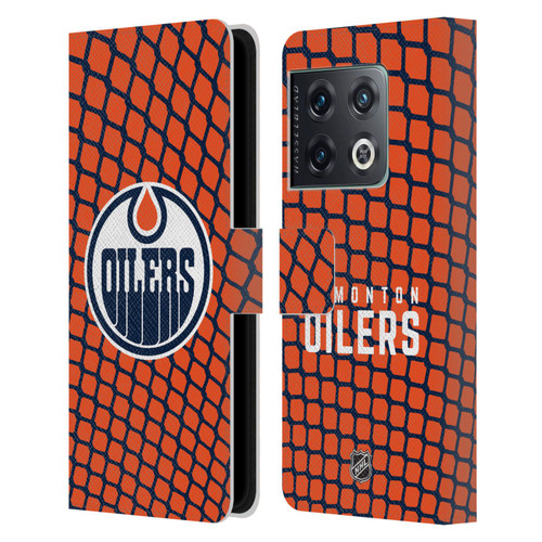 NHL Edmonton Oilers Net Pattern Leather Book Wallet Case Cover For OnePlus 10 Pro