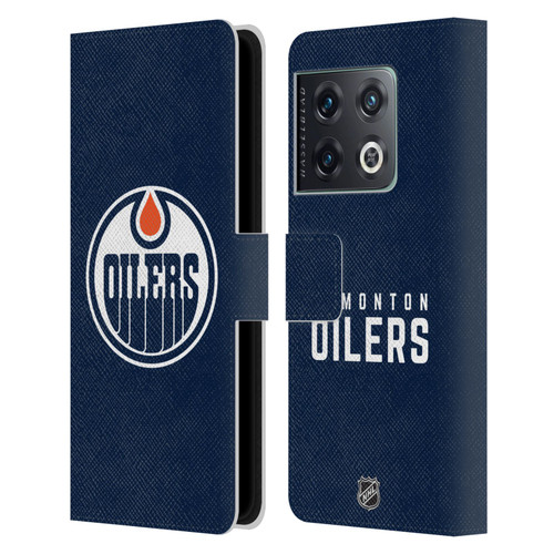 NHL Edmonton Oilers Plain Leather Book Wallet Case Cover For OnePlus 10 Pro