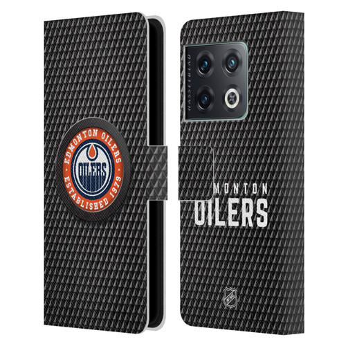 NHL Edmonton Oilers Puck Texture Leather Book Wallet Case Cover For OnePlus 10 Pro