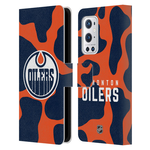 NHL Edmonton Oilers Cow Pattern Leather Book Wallet Case Cover For OnePlus 9 Pro