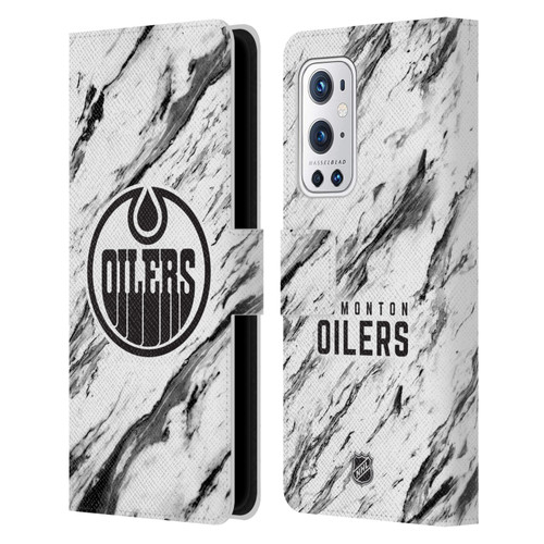 NHL Edmonton Oilers Marble Leather Book Wallet Case Cover For OnePlus 9 Pro