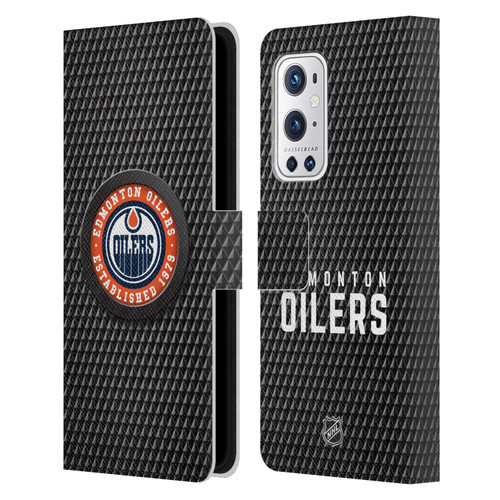 NHL Edmonton Oilers Puck Texture Leather Book Wallet Case Cover For OnePlus 9 Pro