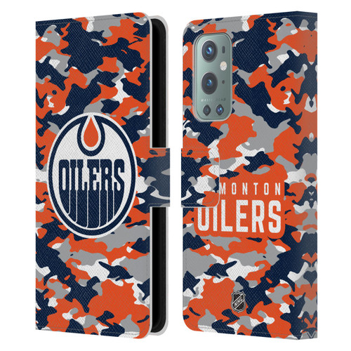 NHL Edmonton Oilers Camouflage Leather Book Wallet Case Cover For OnePlus 9