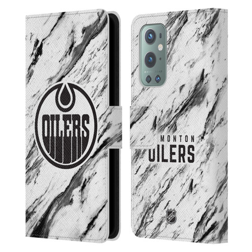 NHL Edmonton Oilers Marble Leather Book Wallet Case Cover For OnePlus 9