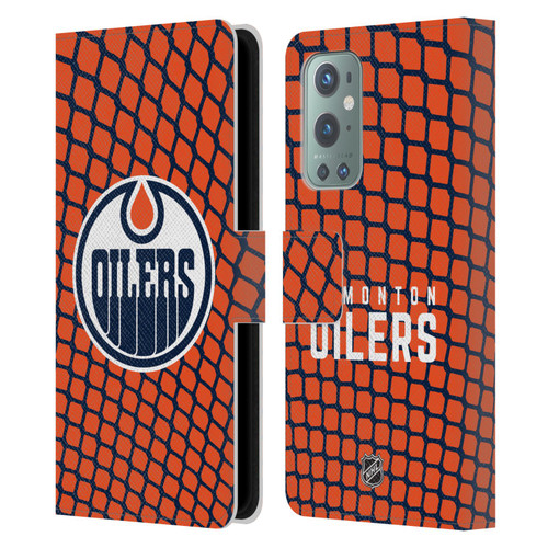 NHL Edmonton Oilers Net Pattern Leather Book Wallet Case Cover For OnePlus 9