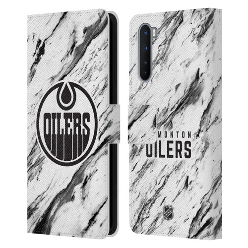 NHL Edmonton Oilers Marble Leather Book Wallet Case Cover For OnePlus Nord 5G