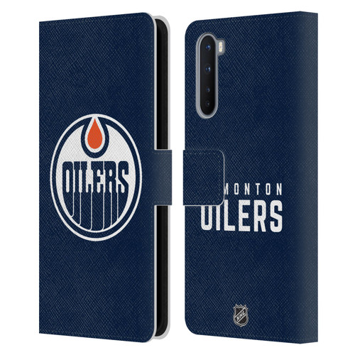 NHL Edmonton Oilers Plain Leather Book Wallet Case Cover For OnePlus Nord 5G