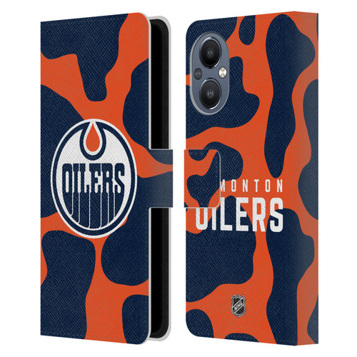 NHL Edmonton Oilers Cow Pattern Leather Book Wallet Case Cover For OnePlus Nord N20 5G