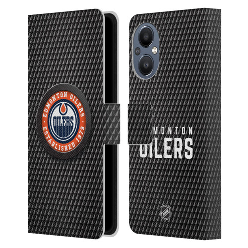 NHL Edmonton Oilers Puck Texture Leather Book Wallet Case Cover For OnePlus Nord N20 5G