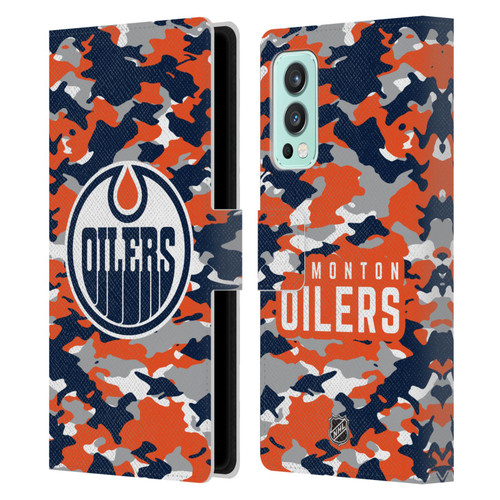 NHL Edmonton Oilers Camouflage Leather Book Wallet Case Cover For OnePlus Nord 2 5G