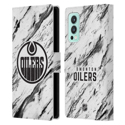 NHL Edmonton Oilers Marble Leather Book Wallet Case Cover For OnePlus Nord 2 5G