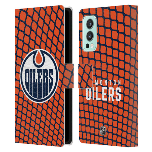 NHL Edmonton Oilers Net Pattern Leather Book Wallet Case Cover For OnePlus Nord 2 5G