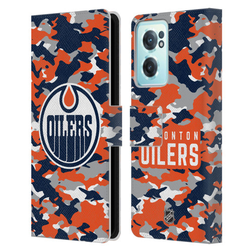 NHL Edmonton Oilers Camouflage Leather Book Wallet Case Cover For OnePlus Nord CE 2 5G