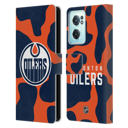 NHL Edmonton Oilers Cow Pattern Leather Book Wallet Case Cover For OnePlus Nord CE 2 5G