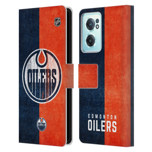 NHL Edmonton Oilers Half Distressed Leather Book Wallet Case Cover For OnePlus Nord CE 2 5G