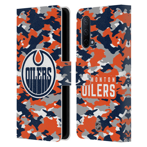 NHL Edmonton Oilers Camouflage Leather Book Wallet Case Cover For OnePlus Nord CE 5G