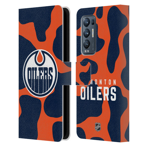 NHL Edmonton Oilers Cow Pattern Leather Book Wallet Case Cover For OPPO Find X3 Neo / Reno5 Pro+ 5G