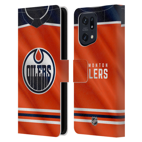 NHL Edmonton Oilers Jersey Leather Book Wallet Case Cover For OPPO Find X5 Pro