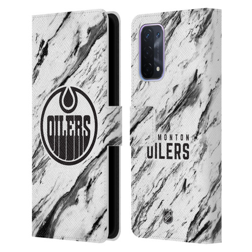 NHL Edmonton Oilers Marble Leather Book Wallet Case Cover For OPPO A54 5G