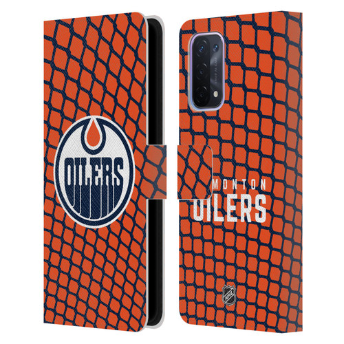 NHL Edmonton Oilers Net Pattern Leather Book Wallet Case Cover For OPPO A54 5G