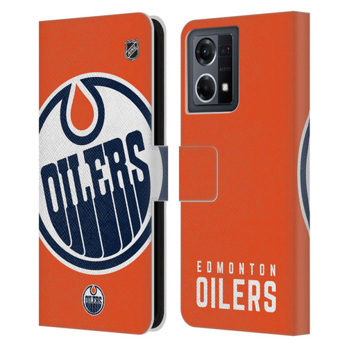 NHL Edmonton Oilers Oversized Leather Book Wallet Case Cover For OPPO Reno8 4G