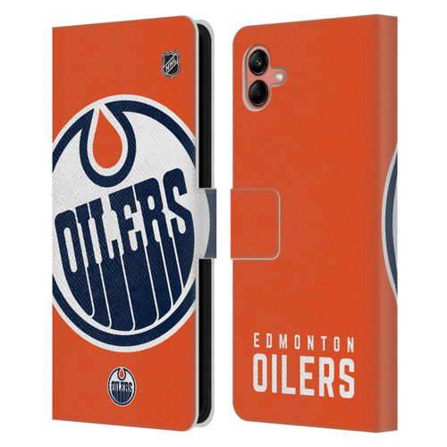 NHL Edmonton Oilers Oversized Leather Book Wallet Case Cover For Samsung Galaxy A04 (2022)