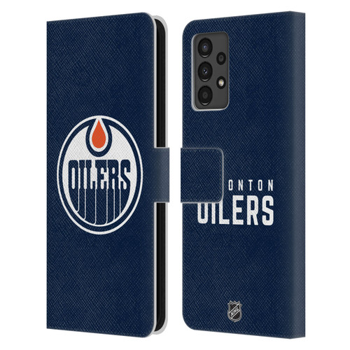 NHL Edmonton Oilers Plain Leather Book Wallet Case Cover For Samsung Galaxy A13 (2022)