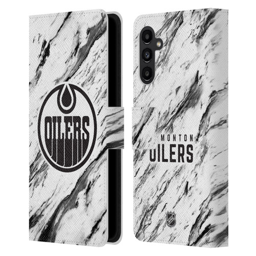 NHL Edmonton Oilers Marble Leather Book Wallet Case Cover For Samsung Galaxy A13 5G (2021)