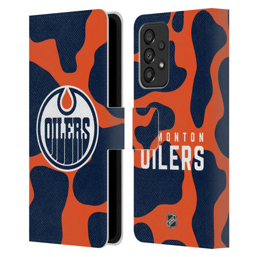 NHL Edmonton Oilers Cow Pattern Leather Book Wallet Case Cover For Samsung Galaxy A33 5G (2022)