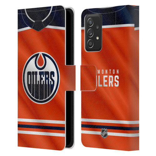 NHL Edmonton Oilers Jersey Leather Book Wallet Case Cover For Samsung Galaxy A53 5G (2022)