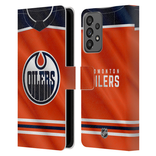 NHL Edmonton Oilers Jersey Leather Book Wallet Case Cover For Samsung Galaxy A73 5G (2022)