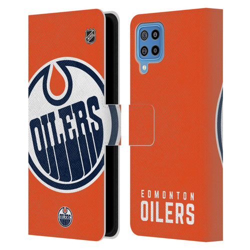 NHL Edmonton Oilers Oversized Leather Book Wallet Case Cover For Samsung Galaxy F22 (2021)