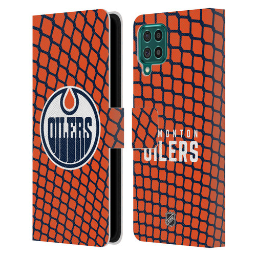 NHL Edmonton Oilers Net Pattern Leather Book Wallet Case Cover For Samsung Galaxy F62 (2021)