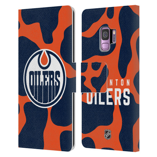 NHL Edmonton Oilers Cow Pattern Leather Book Wallet Case Cover For Samsung Galaxy S9