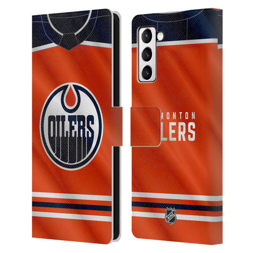 NHL Edmonton Oilers Jersey Leather Book Wallet Case Cover For Samsung Galaxy S21+ 5G