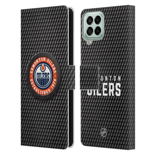 NHL Edmonton Oilers Puck Texture Leather Book Wallet Case Cover For Samsung Galaxy M53 (2022)