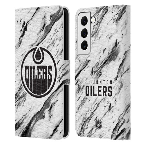 NHL Edmonton Oilers Marble Leather Book Wallet Case Cover For Samsung Galaxy S22 5G