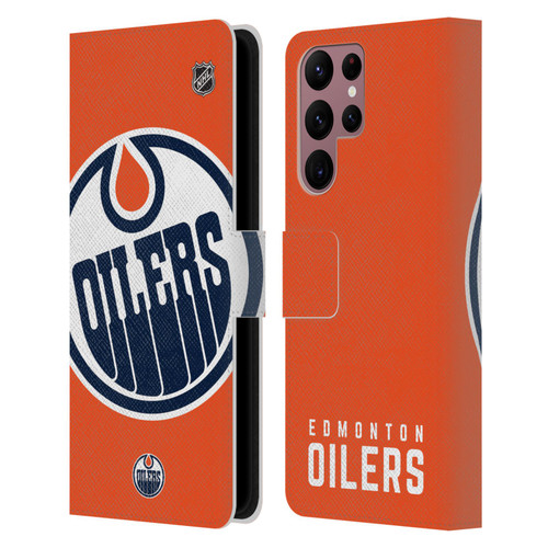 NHL Edmonton Oilers Oversized Leather Book Wallet Case Cover For Samsung Galaxy S22 Ultra 5G