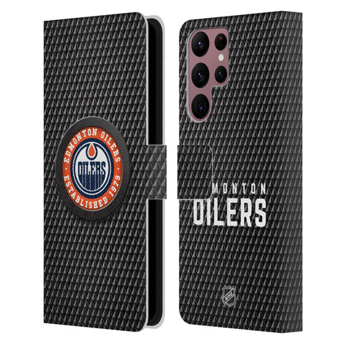NHL Edmonton Oilers Puck Texture Leather Book Wallet Case Cover For Samsung Galaxy S22 Ultra 5G