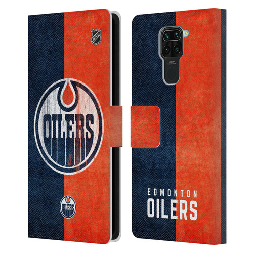 NHL Edmonton Oilers Half Distressed Leather Book Wallet Case Cover For Xiaomi Redmi Note 9 / Redmi 10X 4G