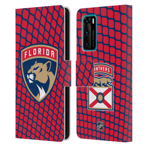NHL Florida Panthers Net Pattern Leather Book Wallet Case Cover For Huawei P40 5G