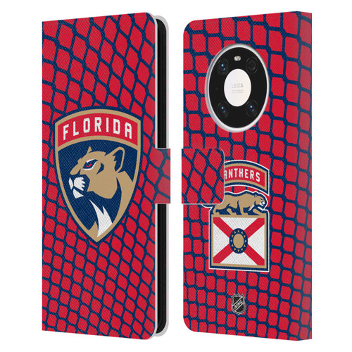 NHL Florida Panthers Net Pattern Leather Book Wallet Case Cover For Huawei Mate 40 Pro 5G
