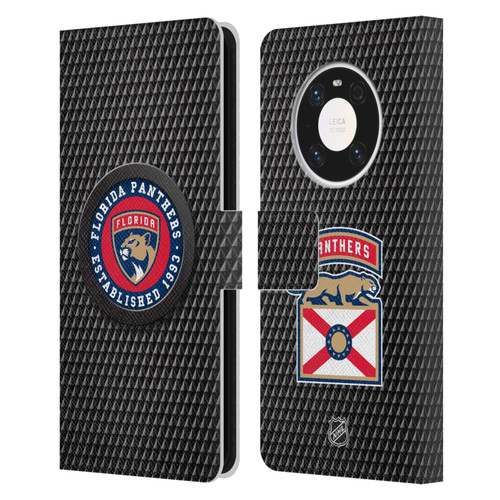 NHL Florida Panthers Puck Texture Leather Book Wallet Case Cover For Huawei Mate 40 Pro 5G