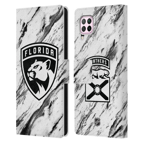 NHL Florida Panthers Marble Leather Book Wallet Case Cover For Huawei Nova 6 SE / P40 Lite