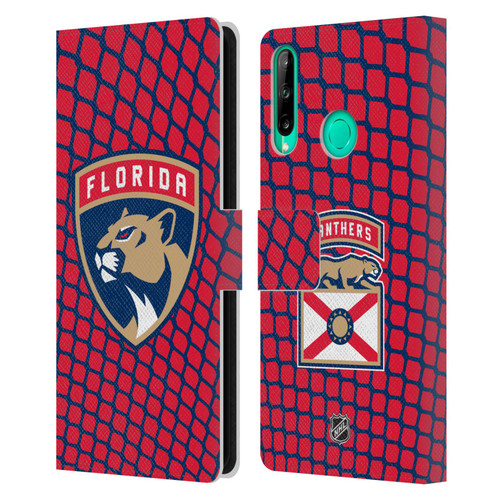 NHL Florida Panthers Net Pattern Leather Book Wallet Case Cover For Huawei P40 lite E
