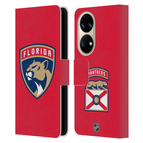 NHL Florida Panthers Plain Leather Book Wallet Case Cover For Huawei P50