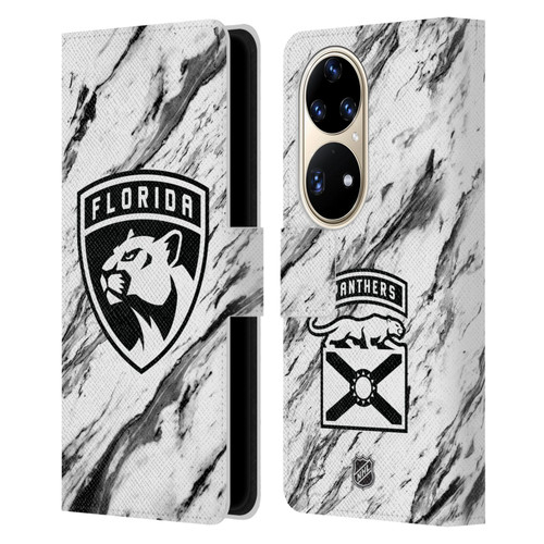 NHL Florida Panthers Marble Leather Book Wallet Case Cover For Huawei P50 Pro